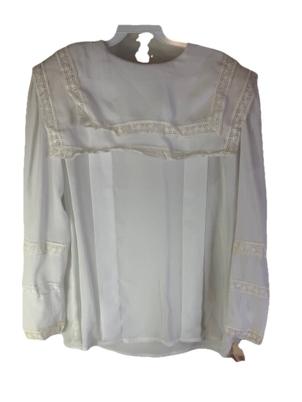 Deadstock Vintage 80s Edwardian Milk Maid Lace Bib Collar Blouse Top Shirt 12
